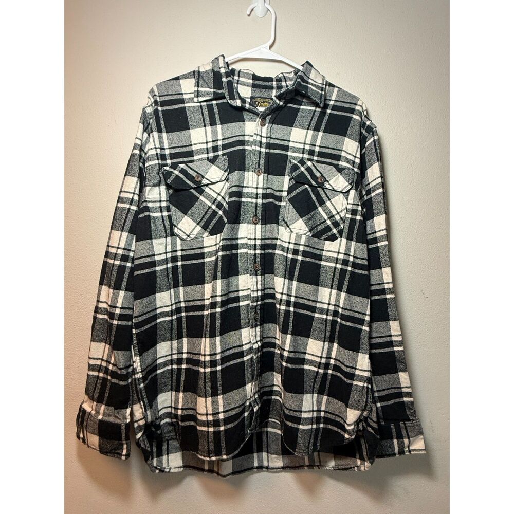 Jachs MFG Heritage Flannel Black White Plaid 100% Cotton Button Down Shirt